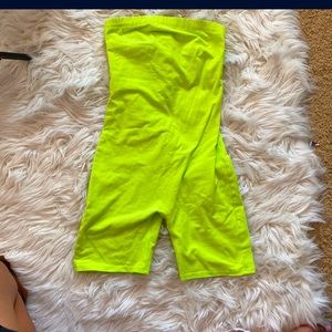 Lime green, biker short romper tight XS/S